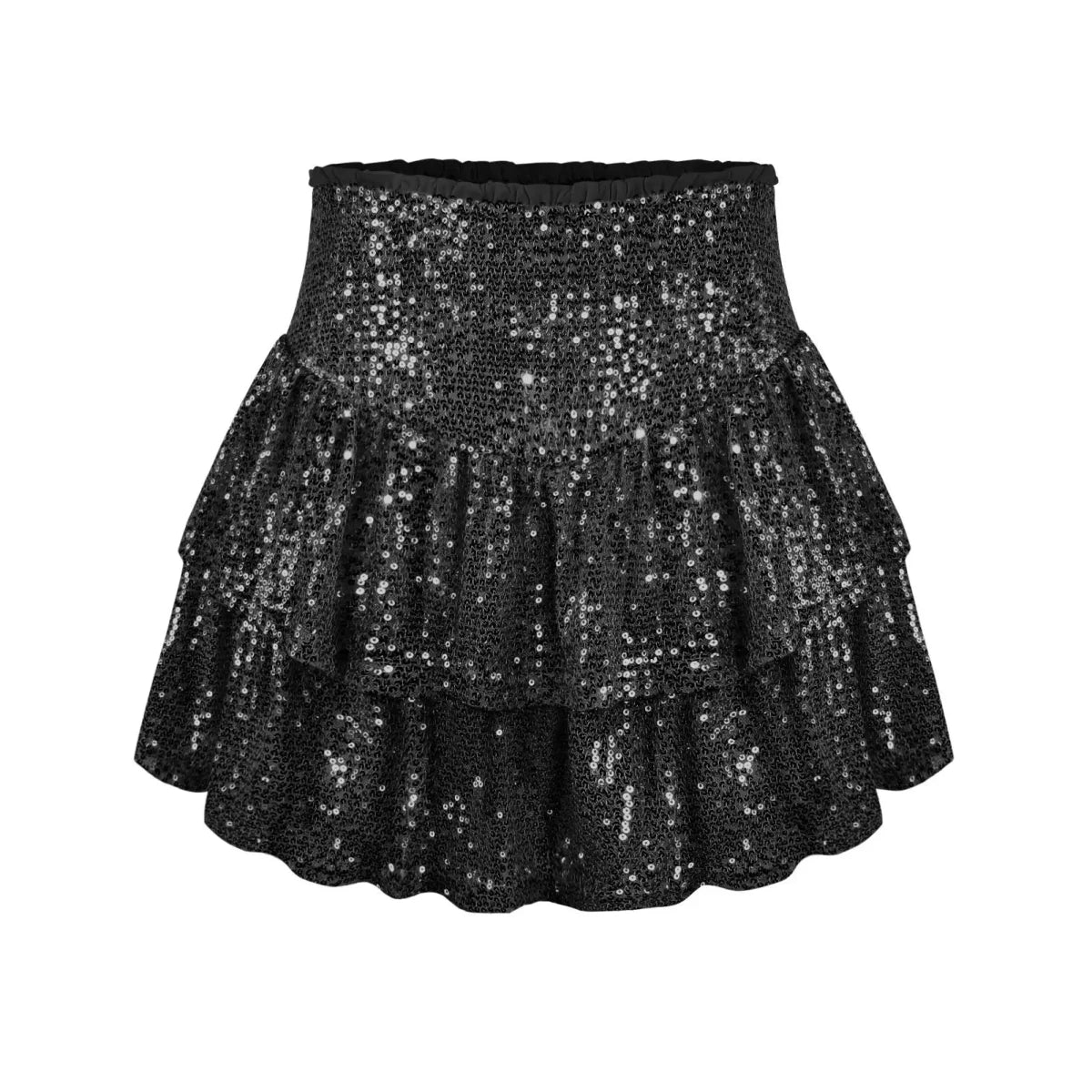 African high waist sequin mini skirt by MANDOTOS INTERNATIONAL, featuring vibrant dashiki pattern and shiny sequins for summer wear.