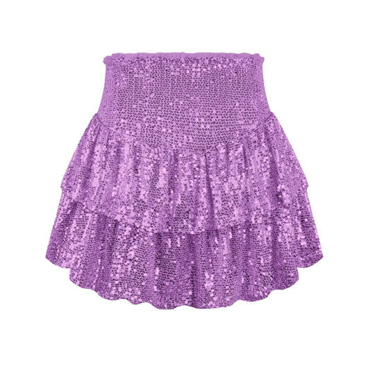 African high waist sequin mini skirt by MANDOTOS INTERNATIONAL, featuring vibrant dashiki print and shimmering gold sequins for summer wear.
