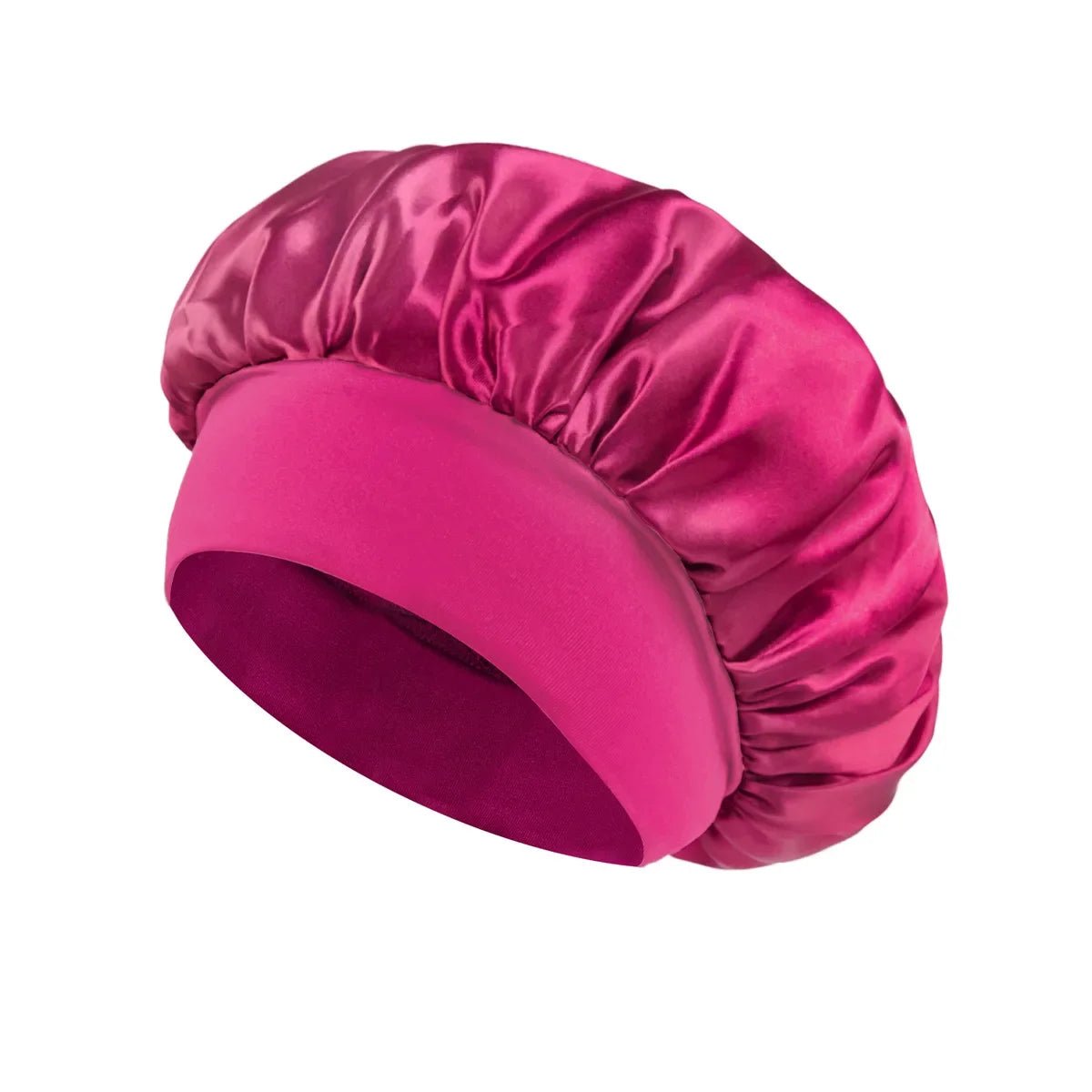 Silk wide-brimmed satin bonnet for women, designed for sleeping hair care, with a comfortable fit and luxurious fabric.