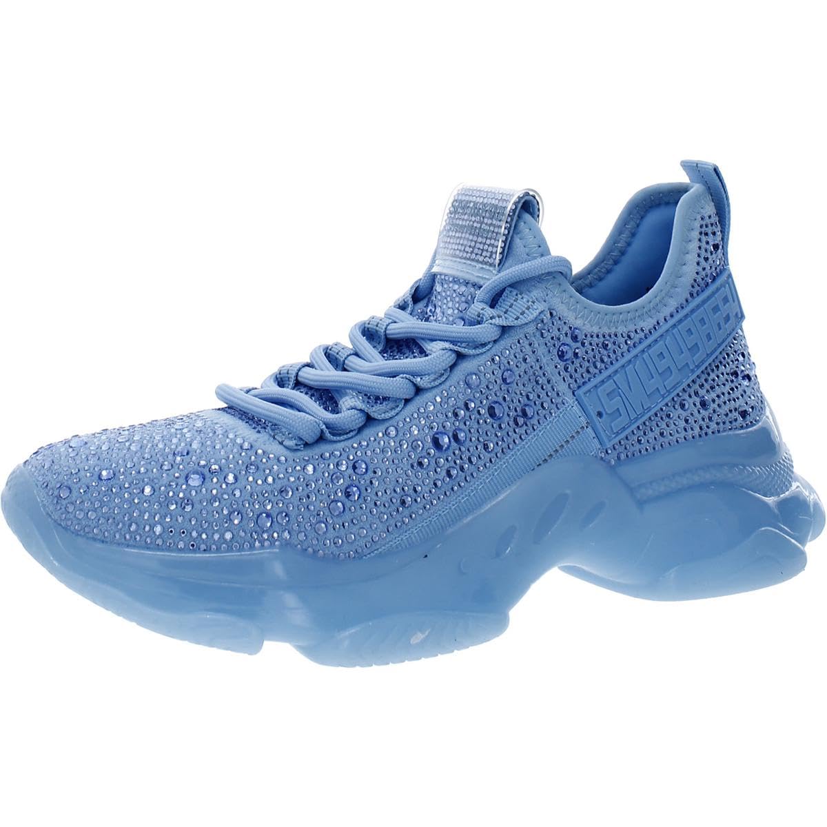 Blue Steve Madden Maxima rhinestone sneaker in size 10, featuring sparkling embellishments and a casual athletic design.