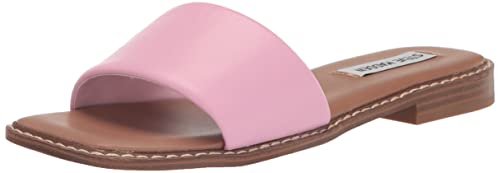 Pink leather Steve Madden Sandra sandals in size 9.5, stylish open-toe footwear with ankle strap for women.