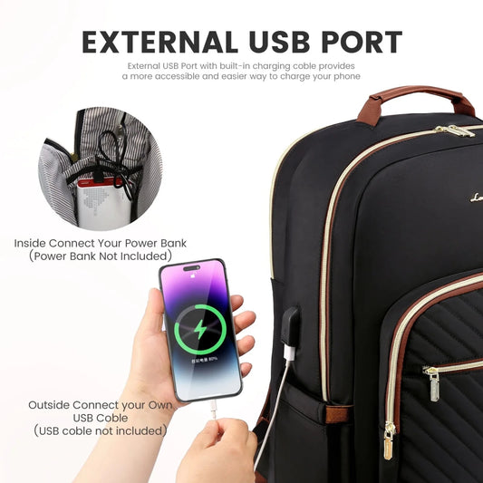 Waterproof laptop backpack for women and girls by LOVEVOOK, stylish college school bag with multiple compartments and durable design.