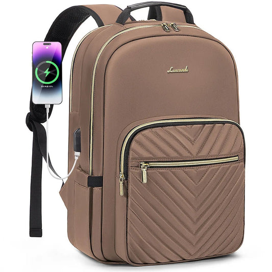 Stylish waterproof laptop backpack for women and girls by LOVEVOOK, featuring multiple compartments and a sleek design.