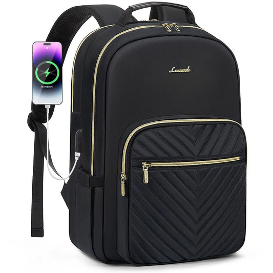 Waterproof laptop backpack for women and girls by LOVEVOOK, stylish college school bag with multiple compartments.