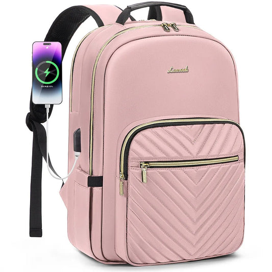 Stylish waterproof laptop backpack for women and girls by LOVEVOOK, featuring multiple compartments and a modern college school bag design.