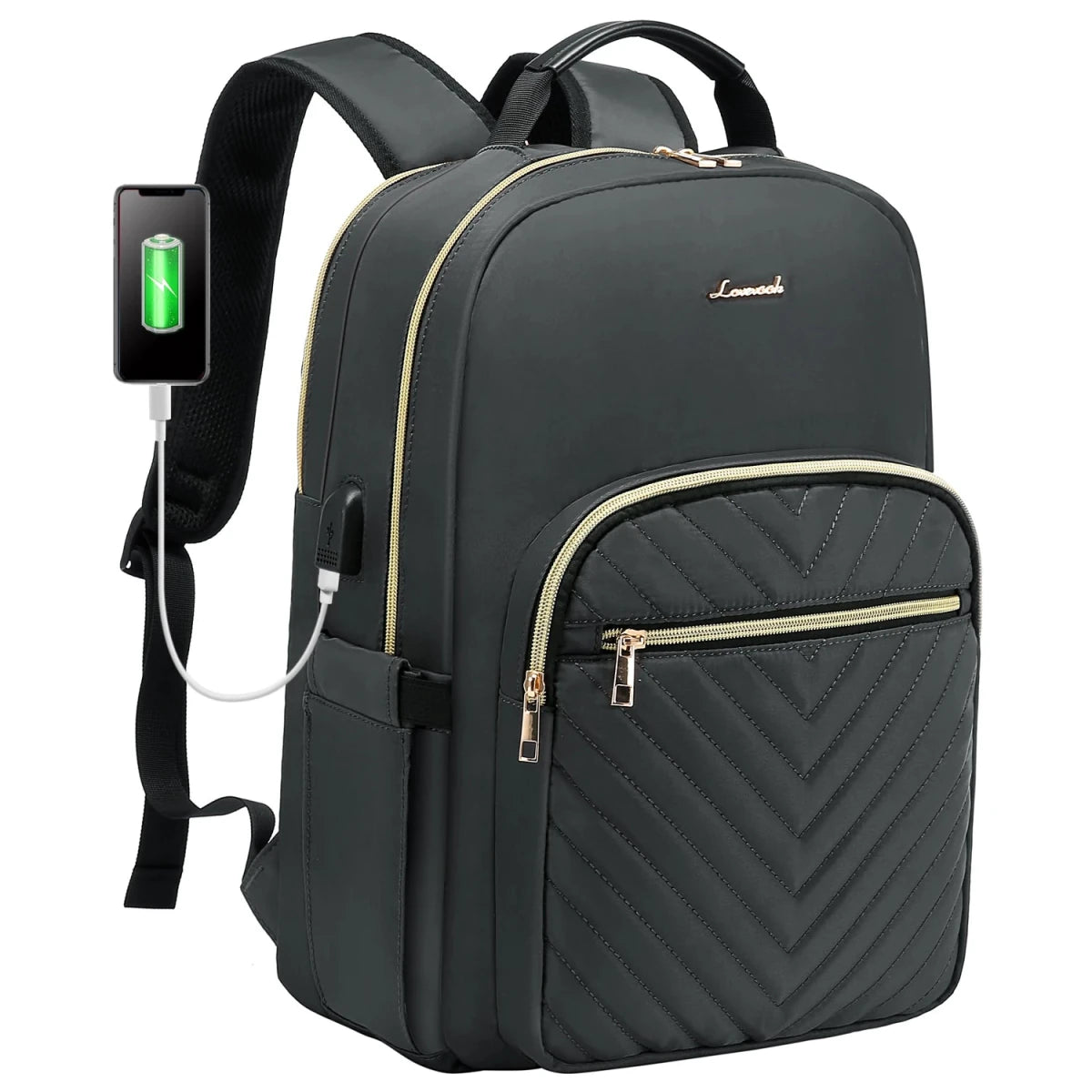 Stylish waterproof laptop backpack for women and girls by LOVEVOOK, featuring a sleek design and multiple compartments for school or work.