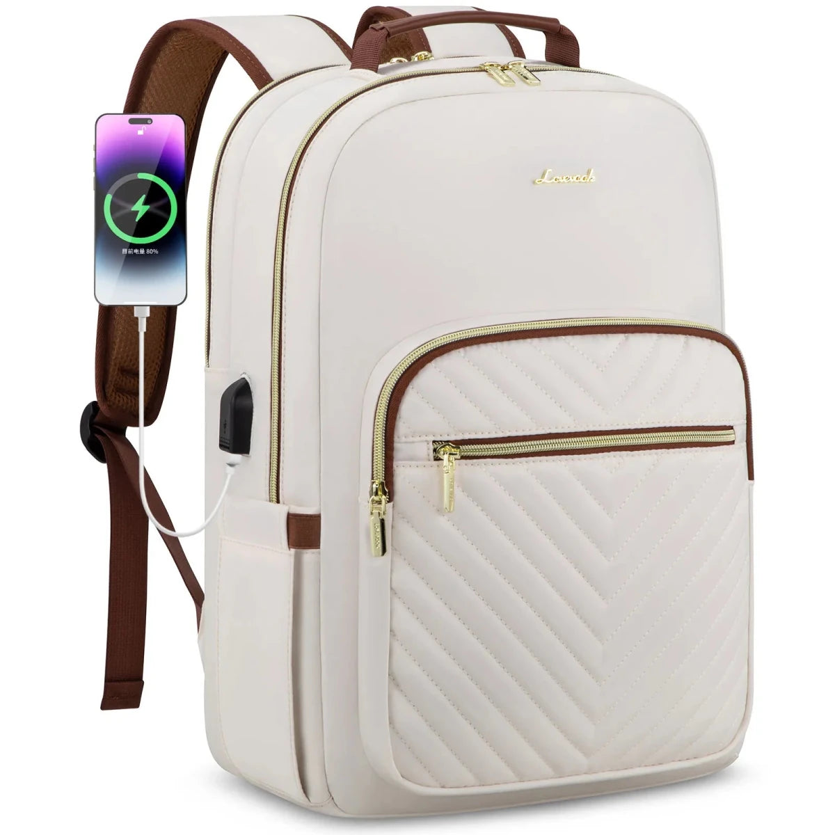 Stylish waterproof laptop backpack for women and girls by LOVEVOOK, featuring multiple compartments and a modern design.