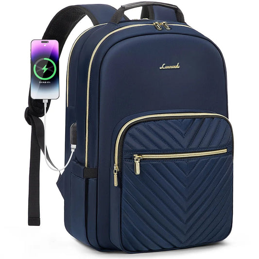 Stylish waterproof laptop backpack for women and girls, grey color, with multiple compartments, from LOVEVOOK by MANDOTOS INTERNATIONAL.