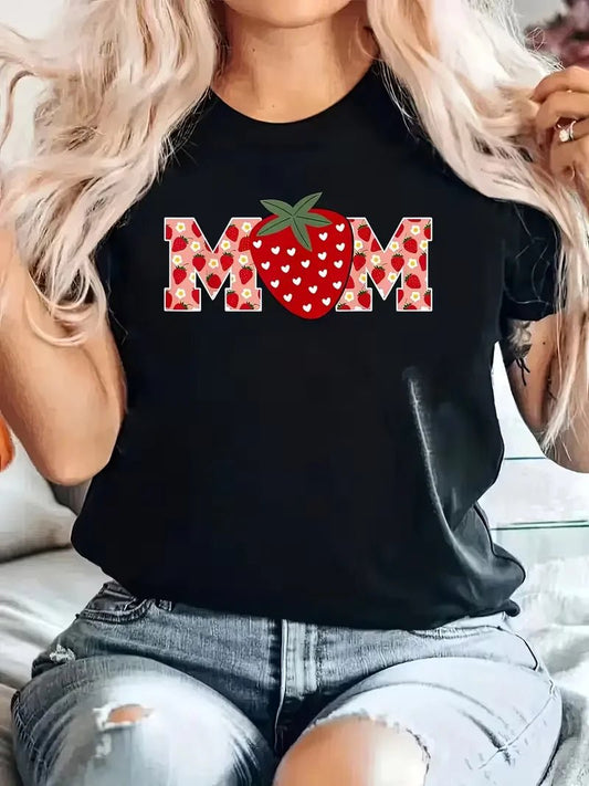 Women's printed round neck short sleeve T-shirt by MANDOTOS INTERNATIONAL featuring a stylish European and American kawaii design.