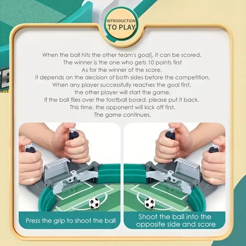 Mandotos International tabletop football game with two-player soccer table for parent-child interactive fun and tabletop soccer play.