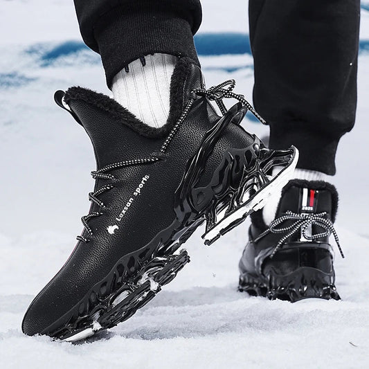 Winter men's waterproof slippers by MANDOTOS INTERNATIONAL with plush lining, designed for warmth and comfort.