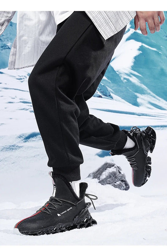 Winter men's waterproof slippers with plush lining by MANDOTOS INTERNATIONAL, featuring cozy, slip-on sneaker design for cold weather.