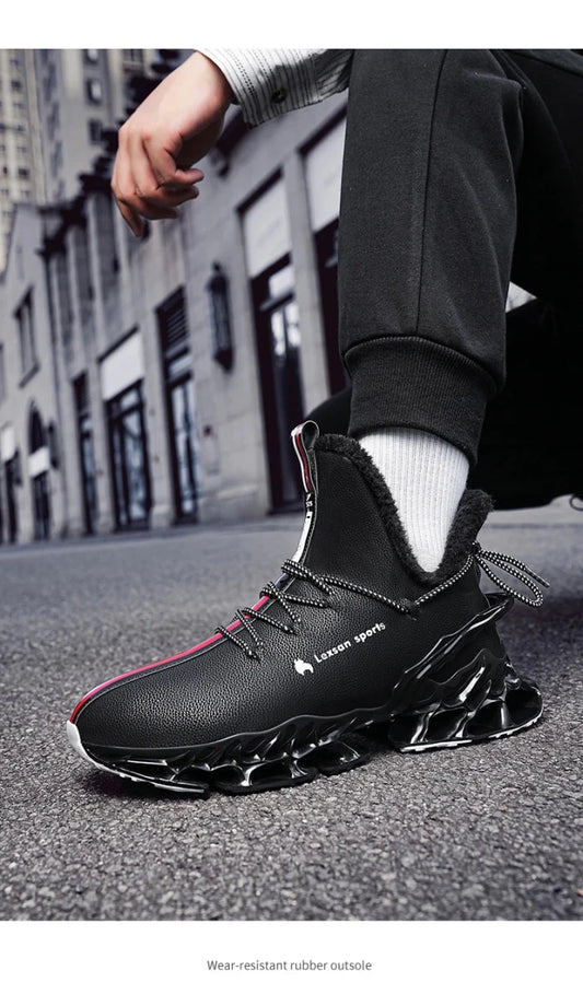 Winter men's waterproof slippers with plush lining from MANDOTOS INTERNATIONAL, featuring slip-on design and cozy insulation.
