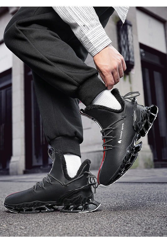 Winter men's waterproof slippers with plush lining and sneaker style, by MANDOTOS INTERNATIONAL, ideal for cold weather comfort.