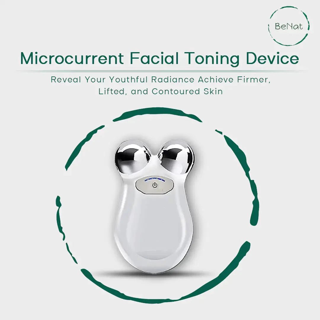 Mandotos International YouthBoost Microcurrent Facial Toner bottle with pump for skin rejuvenation and facial toning.