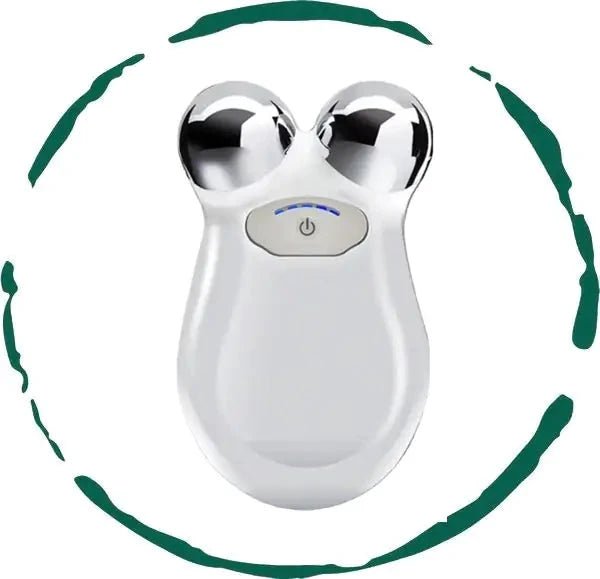 Mandotos International YouthBoost Microcurrent Facial Toner bottle with pump and label, designed for skin toning and rejuvenation.