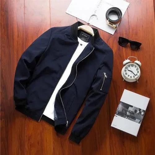 Mandotos men's casual baseball jacket with youth trend design, featuring a sporty style and comfortable fit.