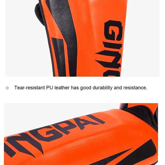 Mandotos kickboxing shin guards for Muay Thai, padded leg protectors for added safety during training and fights.