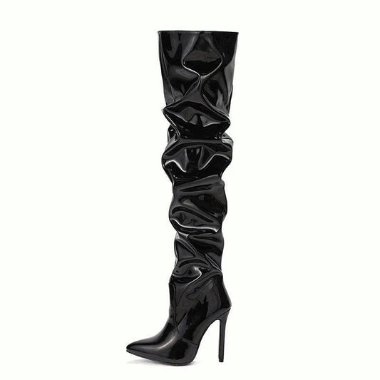Mandotos knee-high long boots for women with super high heels, perfect for fashion and party occasions.