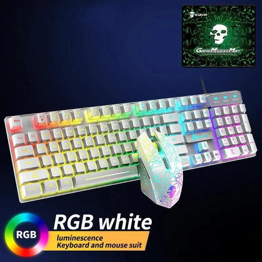 Mandotos Kuiying T6RGB luminous keyboard and mouse set with backlit keys and ergonomic design for gaming and daily use.
