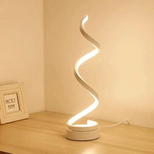 Mandotos LED Elegance Spiral Desk Light with sleek design and adjustable arm, ideal for workspace illumination.