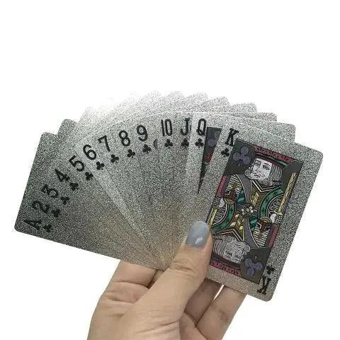 Mandotos Luxe Golden Silver Poker Cards set featuring elegant gold and silver designs on standard playing cards.