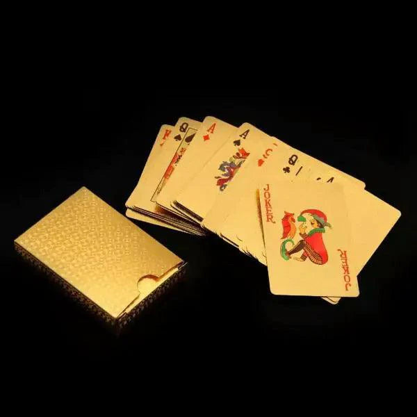 Mandotos Luxe Golden Silver Poker Cards set featuring elegant gold and silver designs on standard playing cards.