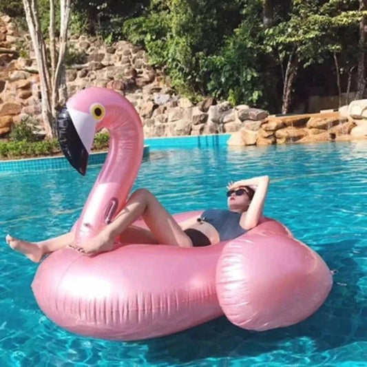 Mandotos Majestic Flamingo and Unicorn pool floats on water, colorful and fun for summer swimming and lounging.