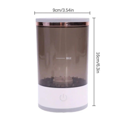 Mandotos makeup brush cleaner in a bottle with a pump for easy cleaning of cosmetic brushes.