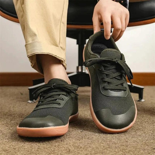 Mandotos men's breathable wide toe mesh running shoes with lightweight responsive sole and supportive design.