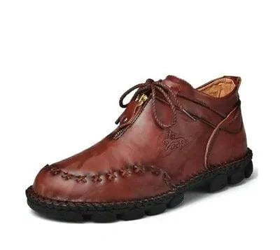 Mandotos men's cowhide leather boots with cushioned insole, rugged sole, durable construction, ideal for all-day comfort.