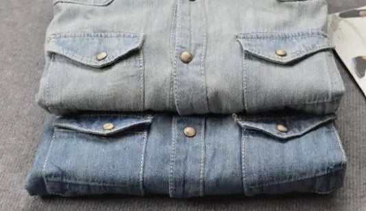 Mandotos denim long sleeve shirt with classic casual style, durable denim fabric, perfect for everyday wear in all seasons