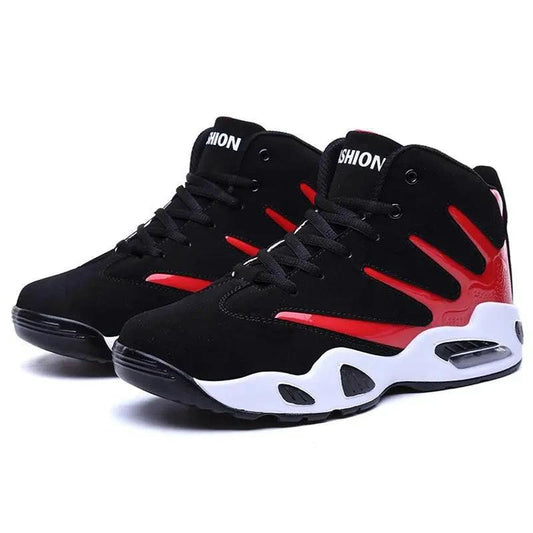 Mandotos men's air cushion basketball shoes, wear-resistant sneakers with supportive design and sporty look for basketball and active wear.