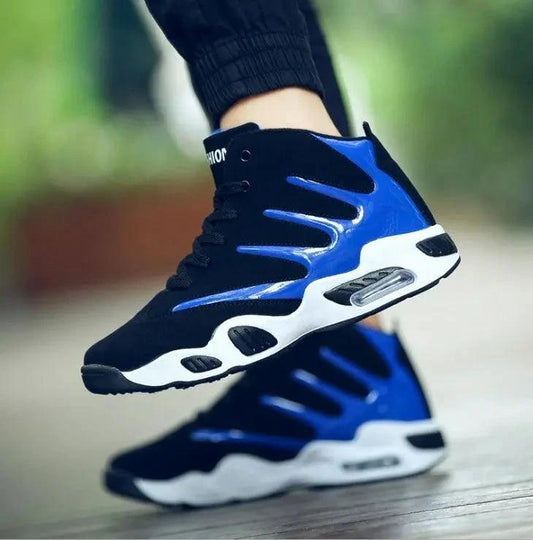 Mandotos men's air cushion basketball shoes, wear-resistant sneakers with supportive design and sporty style.