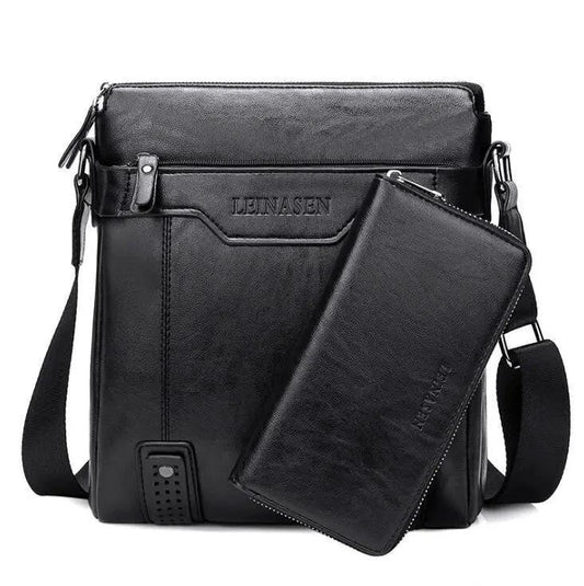 Men's messenger bag by MANDOTOS featuring a sleek design, adjustable strap, and multiple compartments for everyday use.