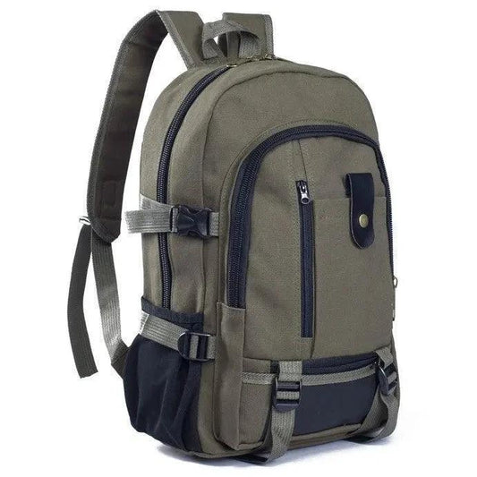 Mandotos men's canvas backpack with multiple compartments and adjustable straps, ideal for students and everyday use.