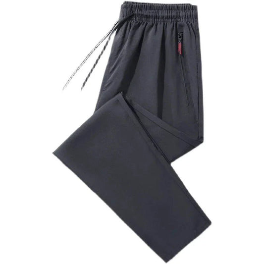 Mandotos men's casual straight slim fit jogger pants in blue, black, gray with elastic waist, Korean classic style, plus size.
