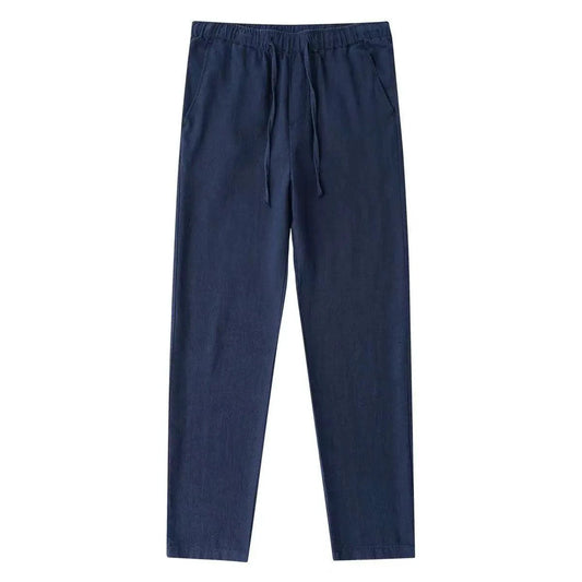 Men's cotton linen pants by MANDOTOS, featuring a relaxed fit and neutral color, ideal for casual summer wear.