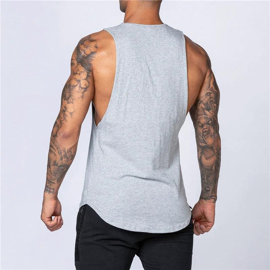 Mandotos men's breathable cotton tank top, sleeveless gym shirt for jogging, bodybuilding, and casual summer fitness wear.