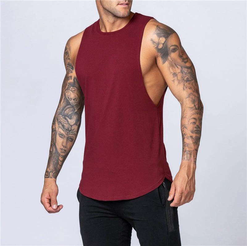 Mandotos men's breathable cotton gym tank top, sleeveless fitness shirt for jogging, bodybuilding, and casual muscle wear.