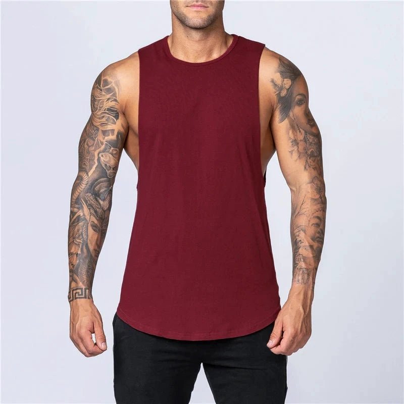 Mandotos men's summer cotton gym tank top, breathable sleeveless shirt for jogging, bodybuilding, and casual fitness wear.