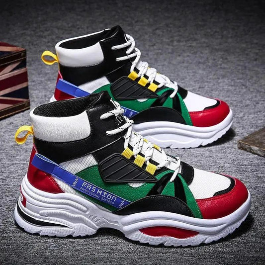 Men's high-top shoes by MANDOTOS featuring Korean style autumn footwear with stylish design and comfortable fit.