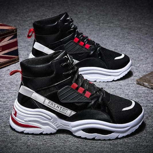 Men's high-top shoes by MANDOTOS featuring Korean style autumn footwear with stylish design and comfortable fit.