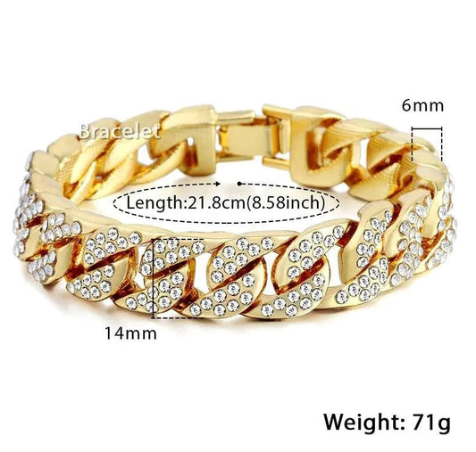 Men's gold chain bracelet by MANDOTOS featuring a sleek, luxurious design with interlinked gold links.