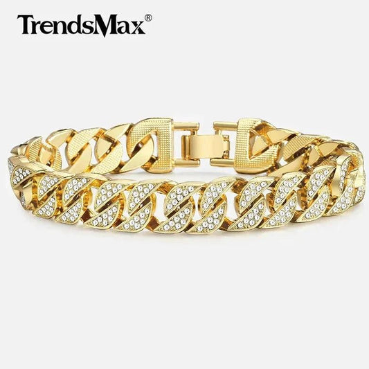 Men's gold chain bracelet by MANDOTOS featuring a sleek, luxurious design with polished links.