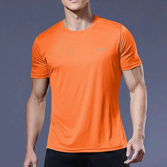 Men's quick dry compression fitness T-shirt by MANDOTOS, showcasing a lightweight, breathable athletic shirt perfect for workouts.