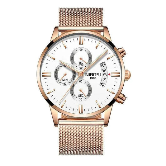 Mandotos men's stylish watch with black leather strap and round silver dial, showcasing elegant timepiece design.