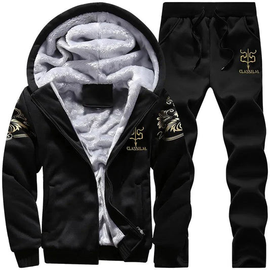 Mandotos men's winter sports set with stylish, warm 2-piece ensemble for outdoor adventures, featuring insulated jacket and pants.