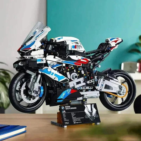 Mandotos motorcycle model educational toy with detailed plastic construction and vibrant colors for learning and play.