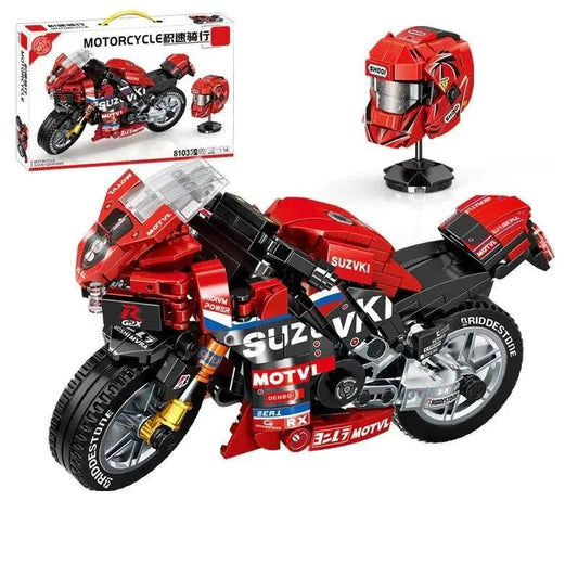 Mandotos motorcycle model educational toy with detailed plastic motorcycle replica for learning and play.